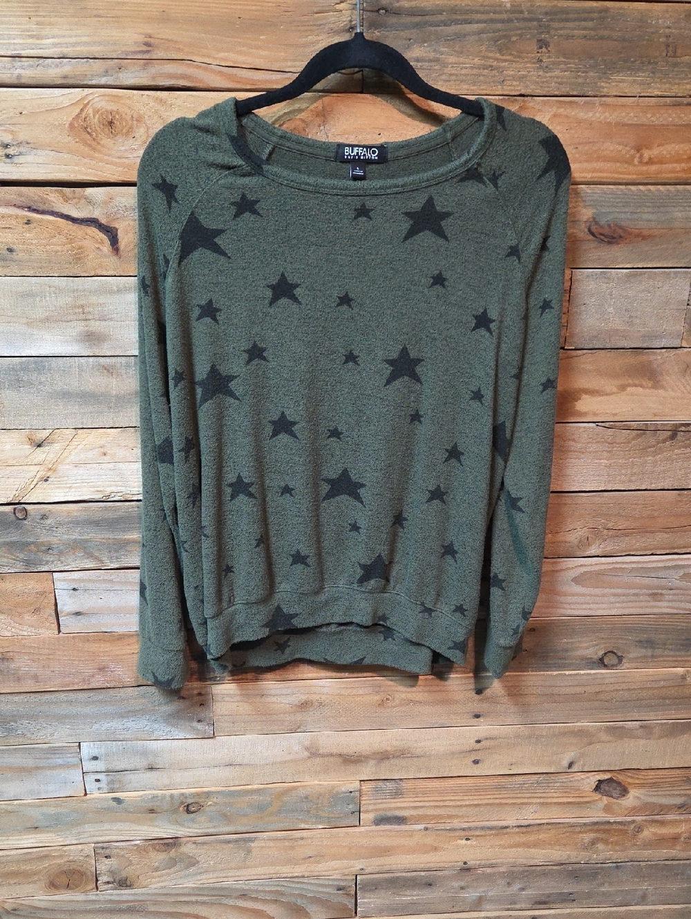 Buffalo David Bitton Olive Star-Print Crewneck Pullover